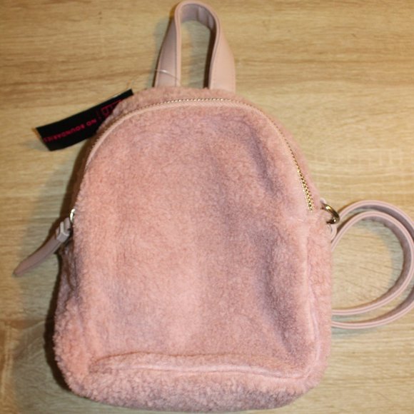 No Boundaries Handbags - NoBo Mini Backpack Eloise Micro Handbag Fuzzy Pink